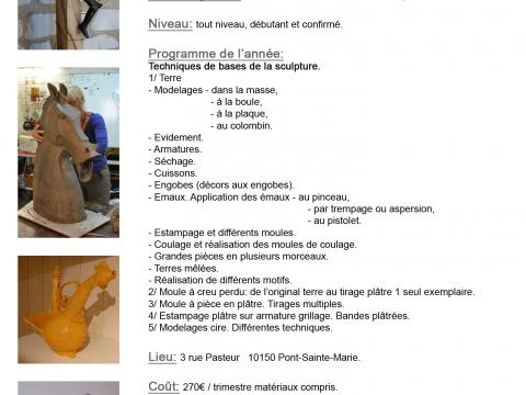 Cours de sculpture Terre et Verre 2025-2026